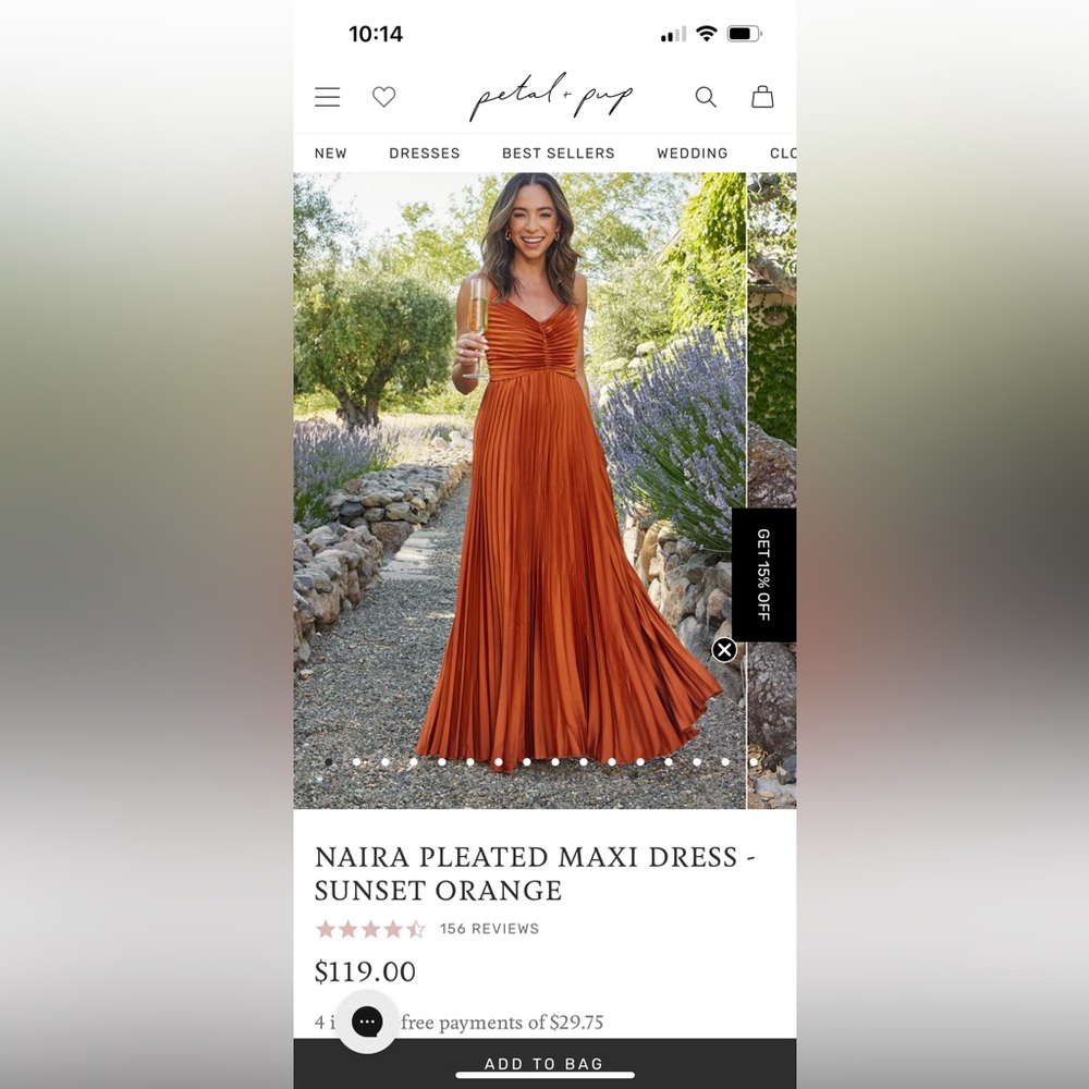 NWT NAIRA PLEATED MAXI DRESS - SUNSET ORANGE